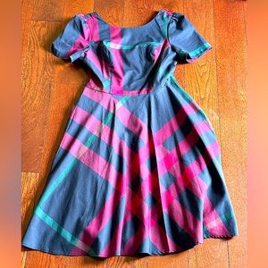 ModCloth Navy Plaid Fit & Flare Dress